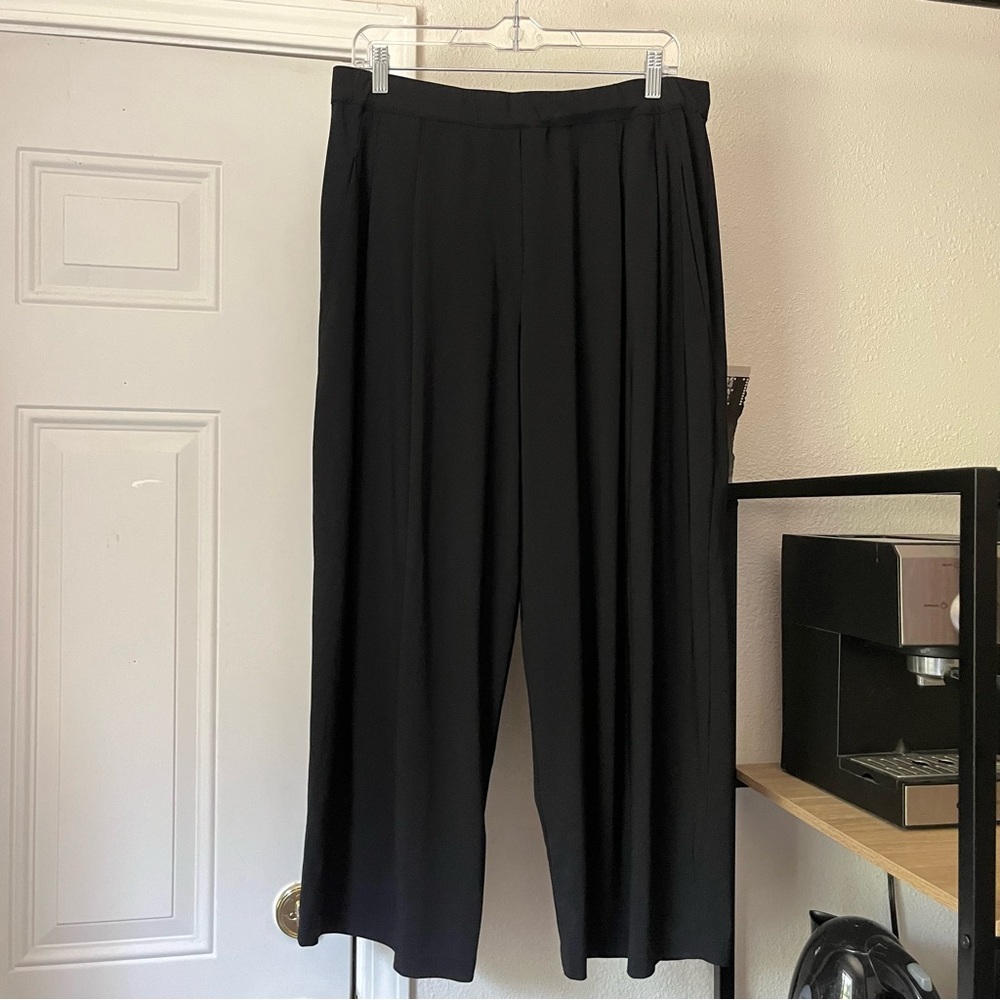 OSKA black knit pleated wide barrel balloon‎ leg cropped pants
